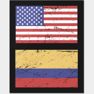 United States Flag & Colombia Flag Posters and Art